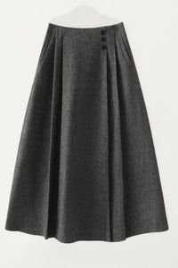 Gray midi winter wool skirt women C4456