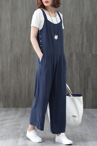 Blue Casual Linen Jumpsuits C1946