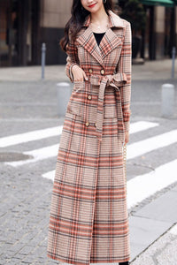 Women's Autumn and winter plaid wool coat C4255