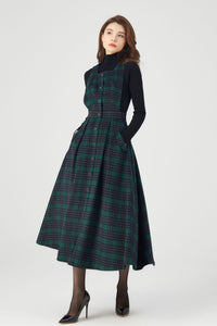 Womens Plaid Wool Dress C3683