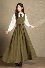 Load image into Gallery viewer, Fit and flare long sleeveless wool dress C4484
