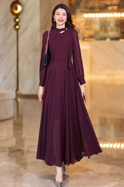 Long sleeves prom chiffon dress C4918