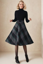 Load image into Gallery viewer, A Line Flared Midi Plaid Skirt Women C4353
