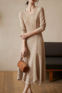 long sleeves prom autumn knit dress C4606