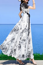 Load image into Gallery viewer, White women chiffon printing  dress C3979
