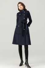 Load image into Gallery viewer, Womens Navy Blue Wool Coat C3699
