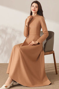 Winter Maxi Wool Dress with pockets C3692