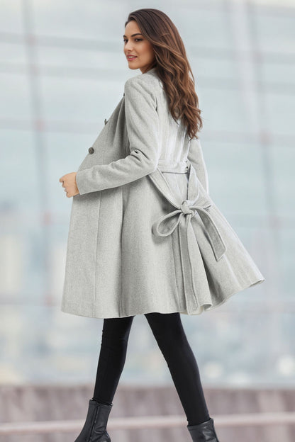 Gray Asymmetrical Wool Coat C4960
