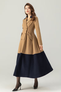 Womens Double Breasted Wool Coat C3695