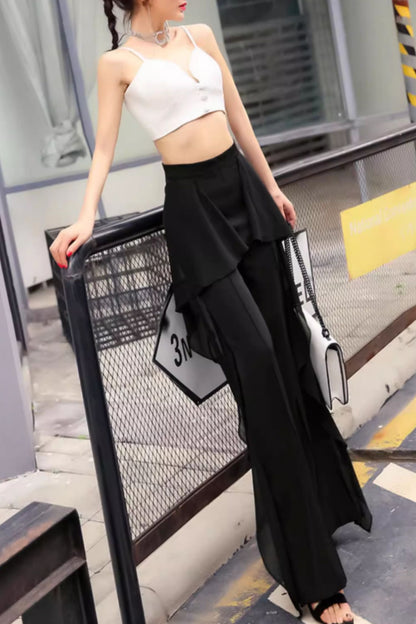 Wide leg summer chiffon pants women C4910
