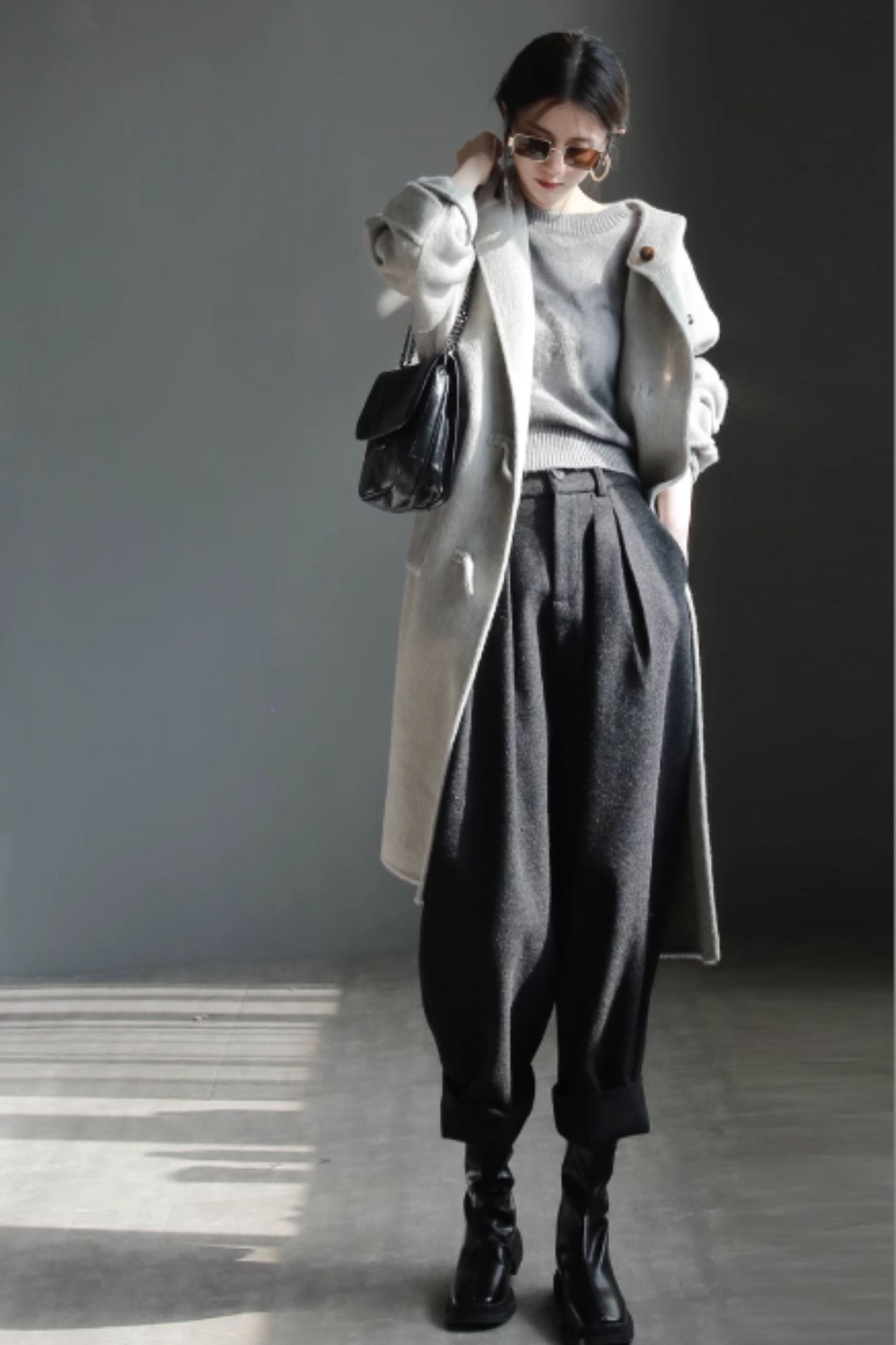 Long casual winter wool pants women C4383