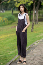 Load image into Gallery viewer, Women Linen Casual dark grey Jumpsuit C4018
