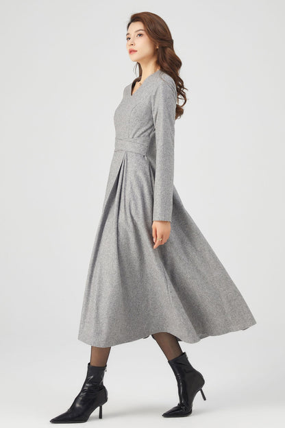 Winter Grey Wool Dress C3679