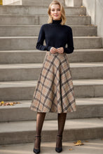 Load image into Gallery viewer, 1950s Inspired Midi Wool Plaid Skirt C4356
