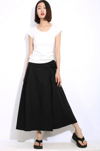 Load image into Gallery viewer, Linen maxi black summer skirt C334
