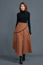 Load image into Gallery viewer, A line midi winter wool skirt women C1663
