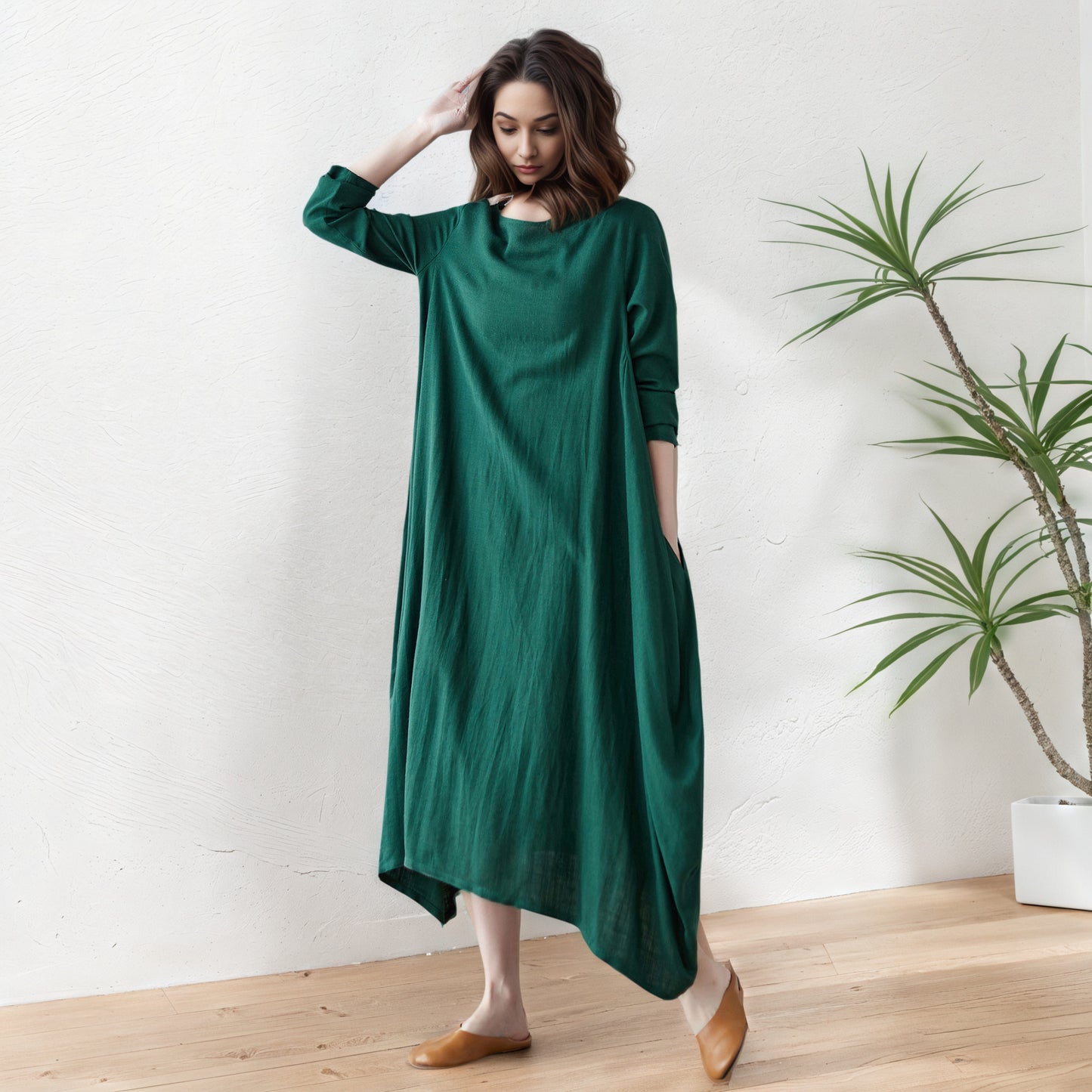 Plus Size Long Linen maxi Dres C5415