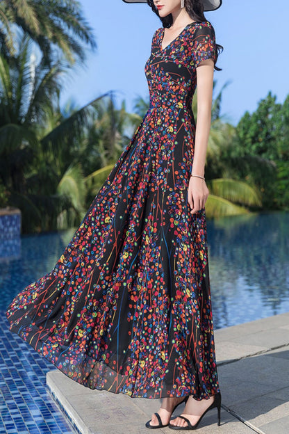 Chiffon flowy long dress C4048