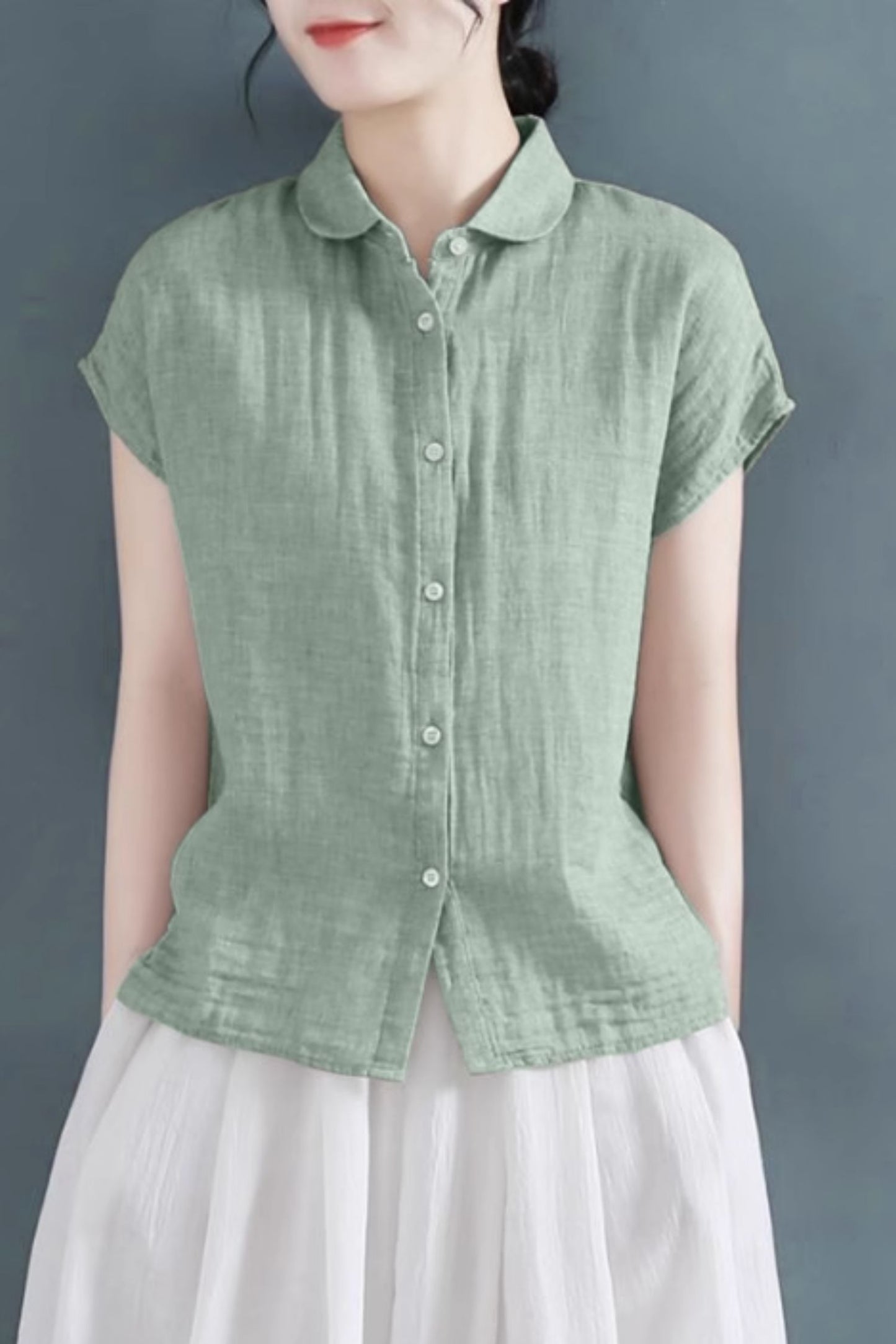 Casual linen womens summer shirt blouse C5046