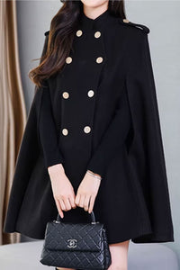 double breasted gentle loose cape coat C3655
