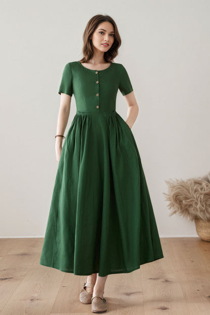 Women's Summer Swing Linen Dress C5413