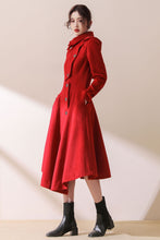 Load image into Gallery viewer, Asymmetric Hooded wool jacket coat C1781
