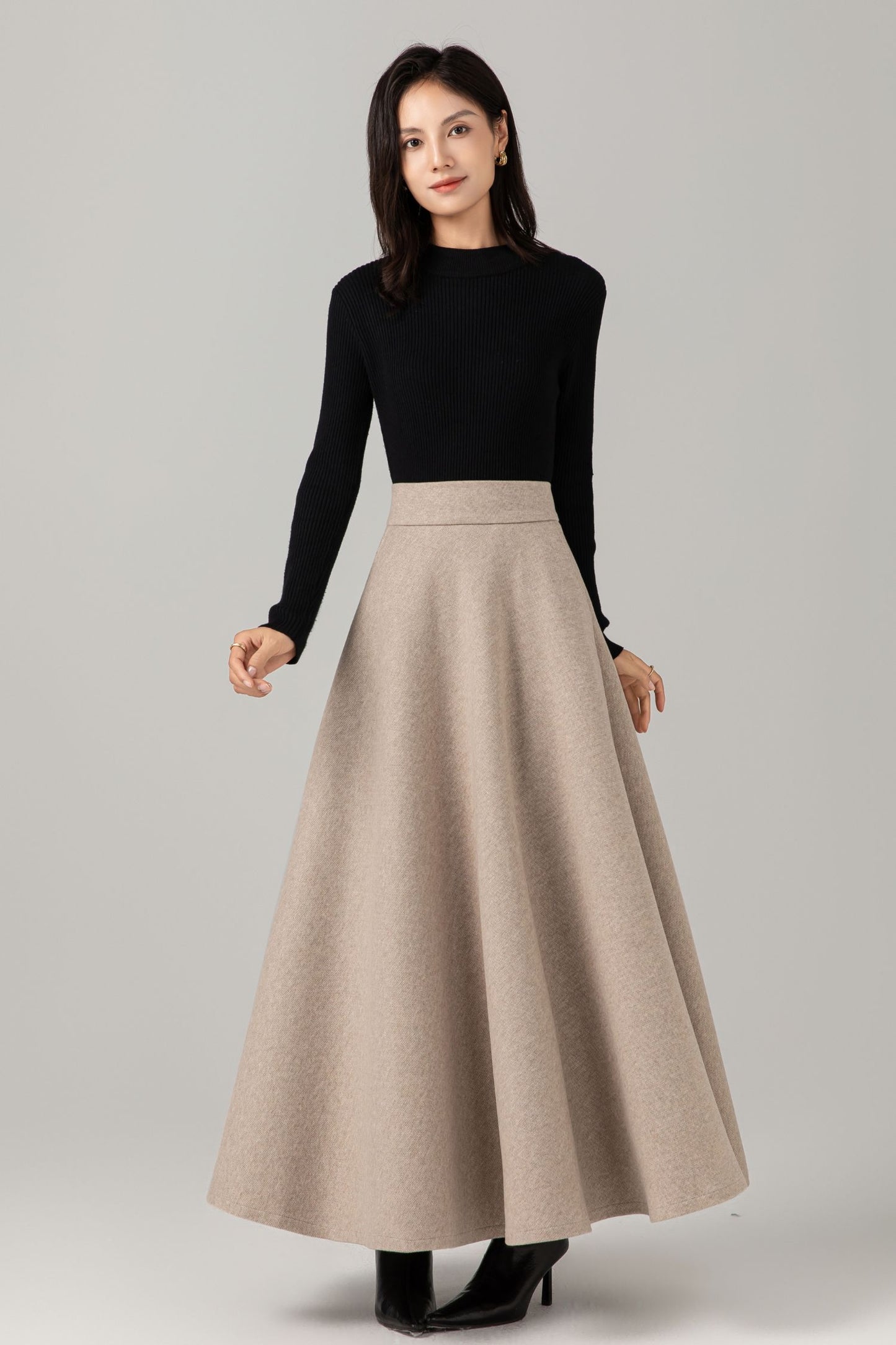 Maxi elegant winter wool skirt women C5274