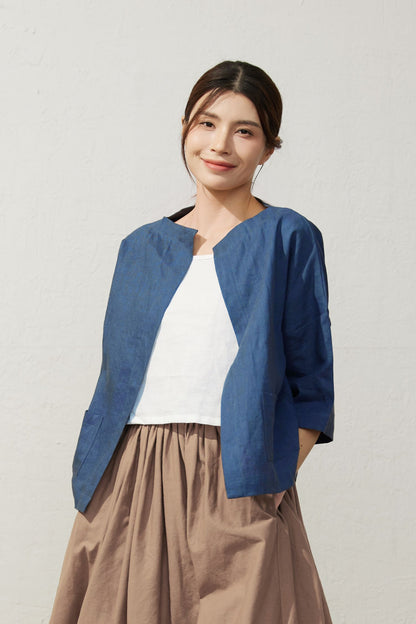 Women's Casual Linen Shirt Jacket C3928