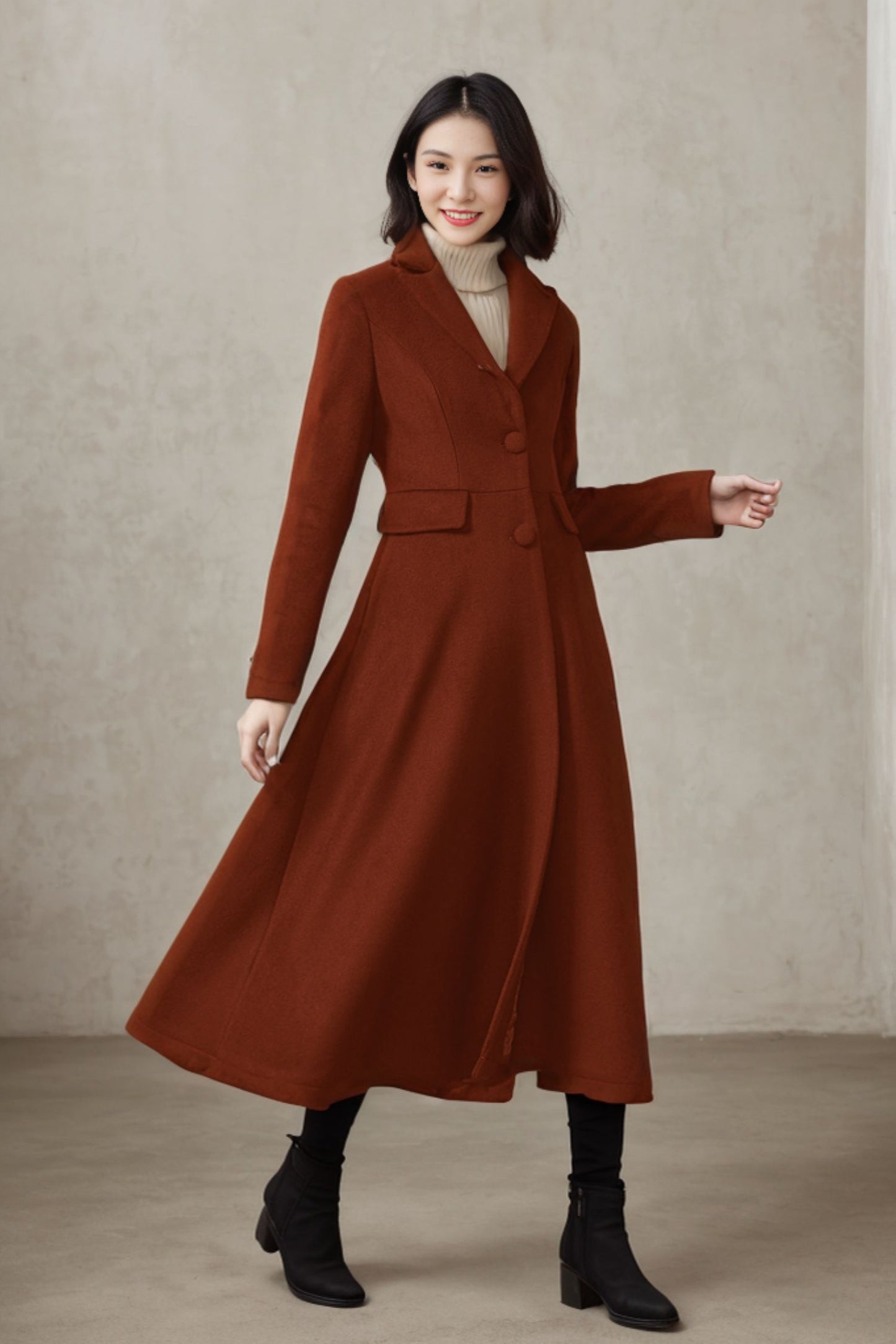 Handmade winter wool maxi coat C4414