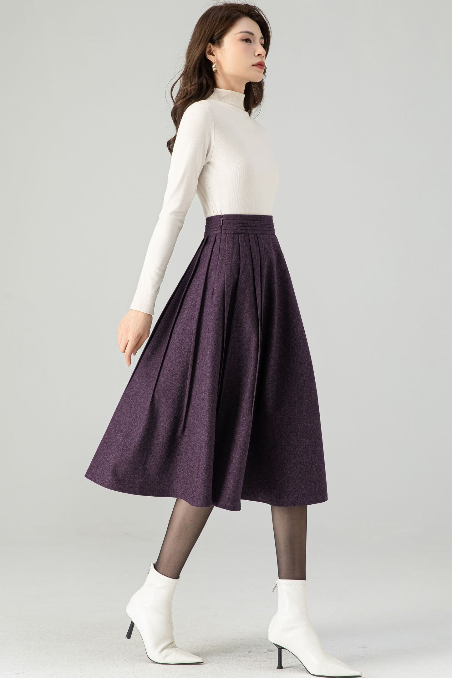 Midi Purple Wool Skirt C4520