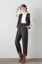 Load image into Gallery viewer, Striple winter wool casual pants women C4340
