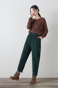 Baggy wide leg corduroy pants women C4342