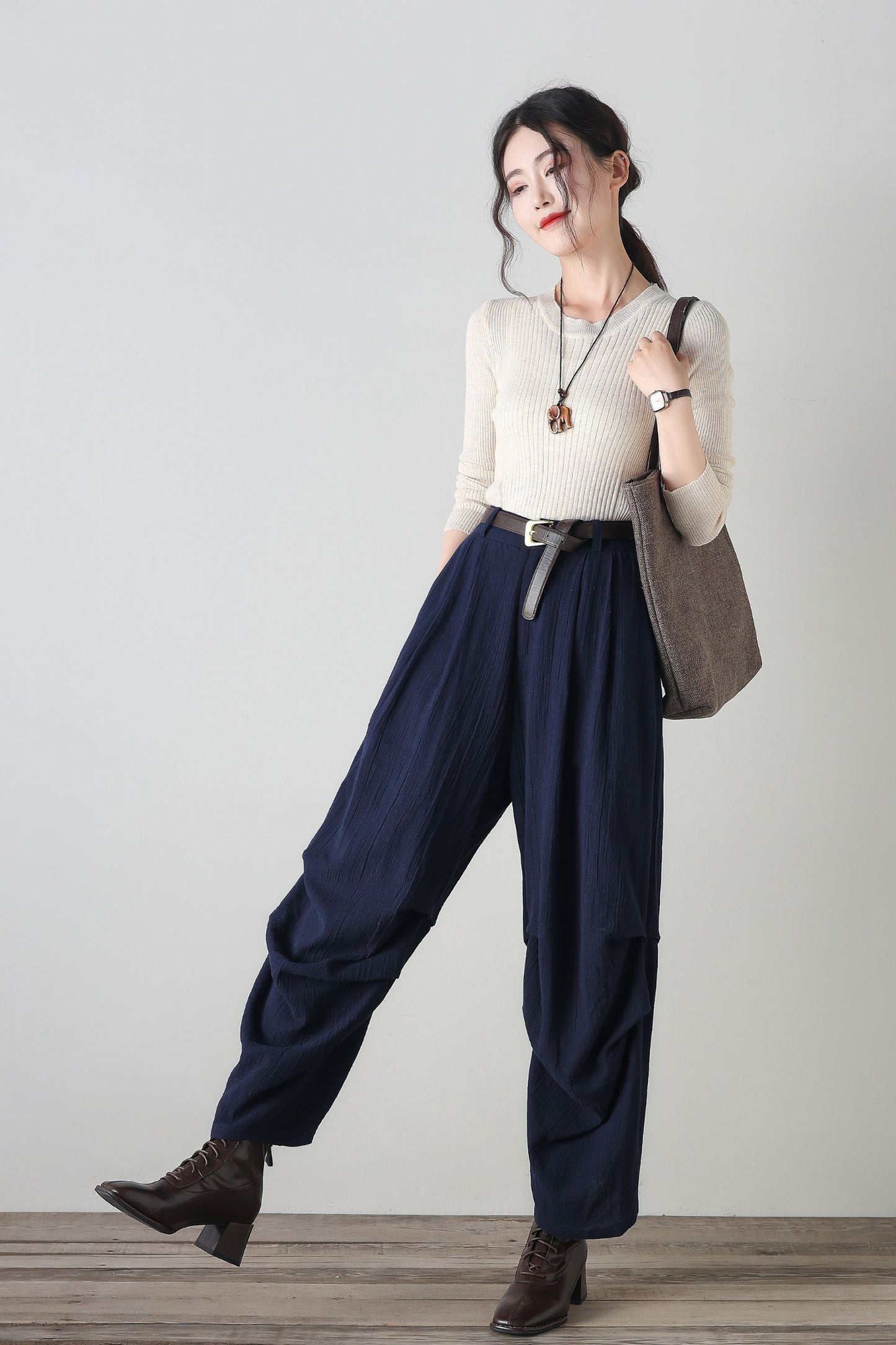 Womens wide leg Linen pants c4348