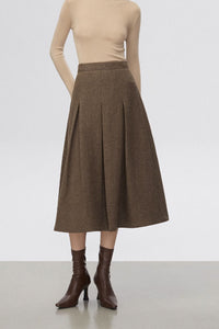 Pleated winter wool skirt for women C3521