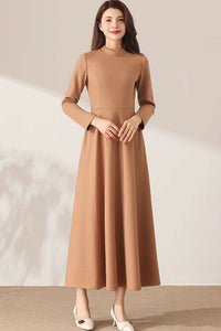 Winter Maxi Wool Dress with pockets C3692