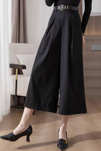 Load image into Gallery viewer, Black summer wide leg pants women C3506
