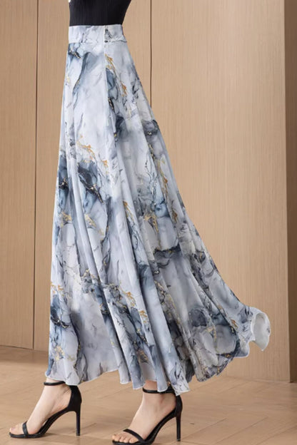 Printed summer prom chiffon skirt women C4914
