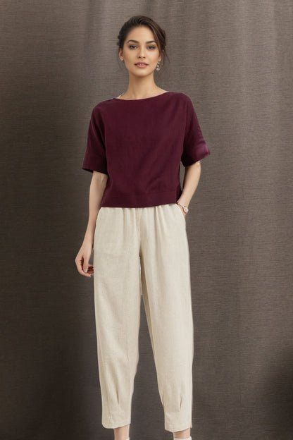Women's summer loose fitting Linen Tops C4850