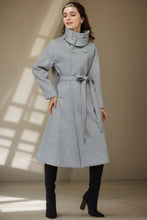 Load image into Gallery viewer, Midi wool gray trench belt coat C4274
