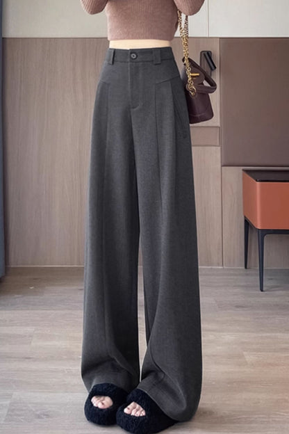 Wide leg long wool pants women C4654