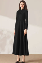 Load image into Gallery viewer, Black Maxi Wool Dress C3689
