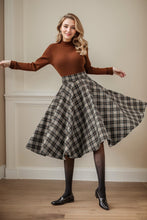 Load image into Gallery viewer, Plaid winter skater wool skirt women C4451
