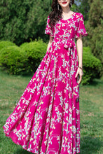 Load image into Gallery viewer, floral large swing chiffon dress C3982
