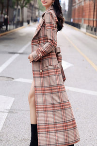 Women's Autumn and winter plaid wool coat C4255