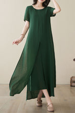 Load image into Gallery viewer, Women Loose fit Linen Short Sleeve Maxi Dress C3949
