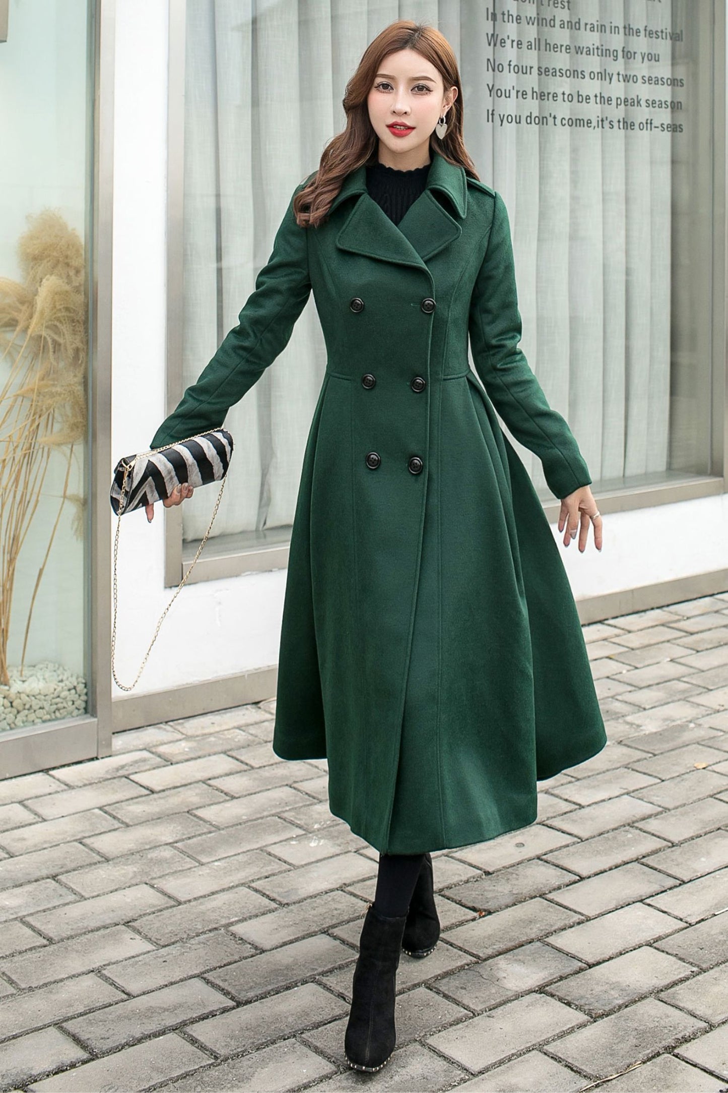 Vintage Inspired Green Wool Coat C2579