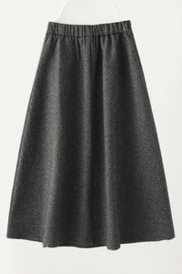 Gray midi winter wool skirt women C4456