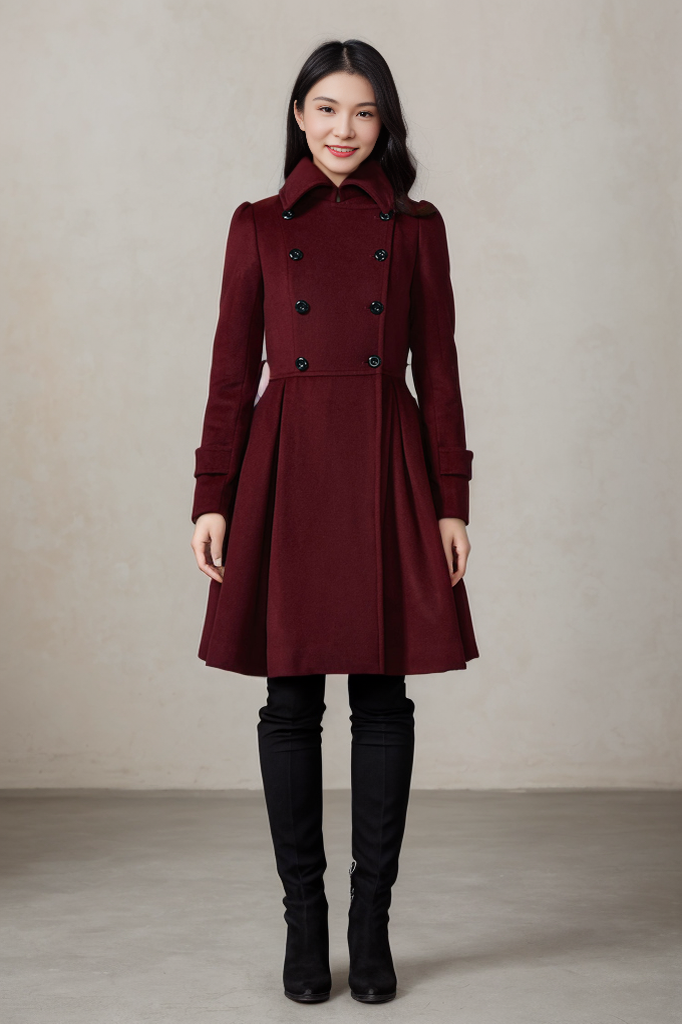 Double breasted wool coat with pockets C4417