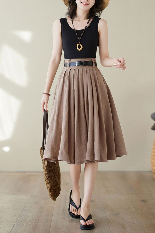 Pleated High Waist Skirt Women C3946