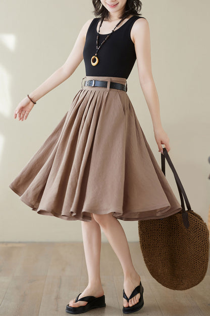 Pleated High Waist Skirt Women C3946